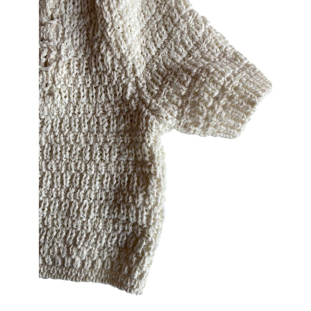 Caroline Constas Cropped Cream Knit Short Sleeve Sweater Size Small - Picture 4 of 7